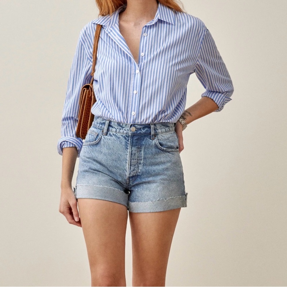 Reformation Denim Jean Shorts Size 31 Style Charlie Cuffed High Rise Jean Shorts